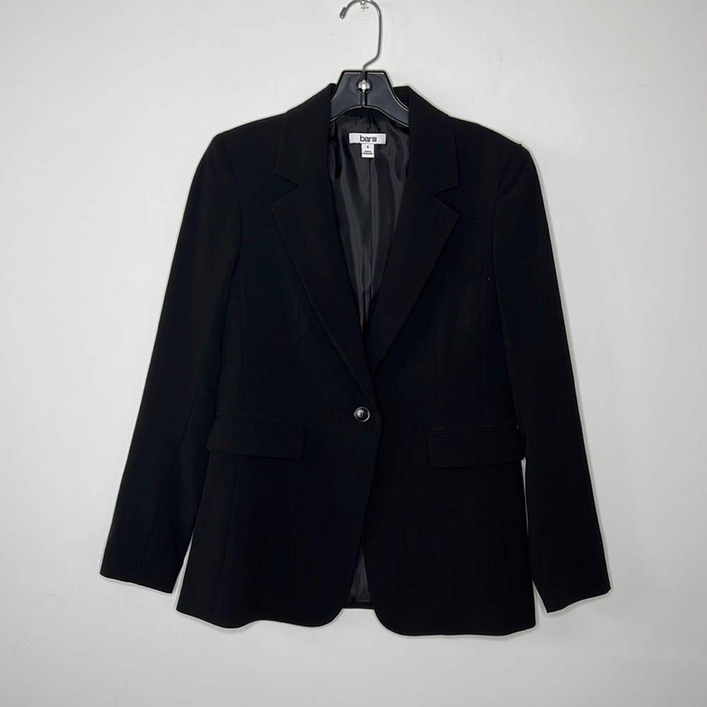 BAR lll Classic Black Single Button Tapered Waist Blazer Sz 4